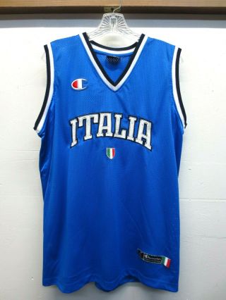 Euc Champion Europe Blue Italia Team Italy Basketball Jersey Tank Top Sz Medium