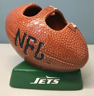 Vintage Nfl Ny Jets Ceramic Football Planter Vase Holder