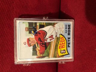 Pete Rose Signed 1965 Topps Reprint Card 207 Auto - - Reprint Card - Live Auto - Signe