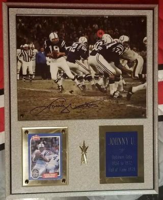 Johnny Unitas Signed Autographed 8x10 Photo Plaque Hall Of Fame 1972 Colts