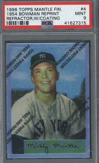 1996 Topps Finest Mickey Mantle 1954 Reprint Refractor W/coating Yankees Psa 9