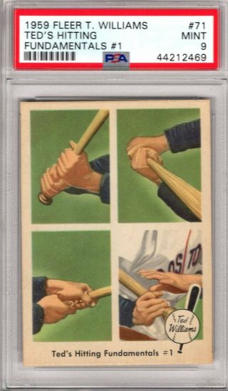 1959 Fleer T Williams Teds Hitting 71 Psa Graded 9 - Cond " Perfect "