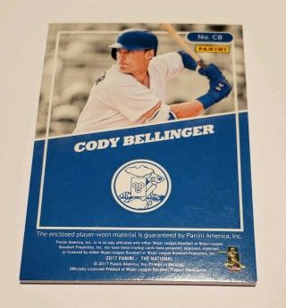 2017 Cody Bellinger Panini The National Game Worn Jersey Patch Rookie Rc 2