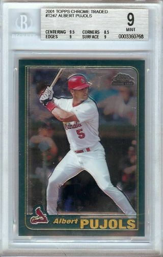 Albert Pujols 2001 Topps Chrome Traded Rc Rookie Card Graded Bgs 9 T247