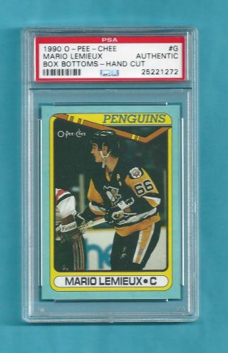 1990 - 91 Opc Box Bottom G Mario Lemieux Pittsburgh Penguins Psa Auth