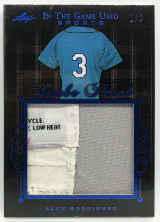 Alex Rodriguez 2019 Leaf In The Game Jumbo Jersey Laundry Tag Patch 1/9