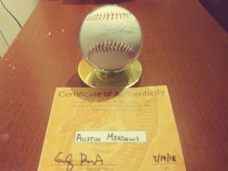 Austin Meadows Signed Baseball With Certificate Of Authenticity