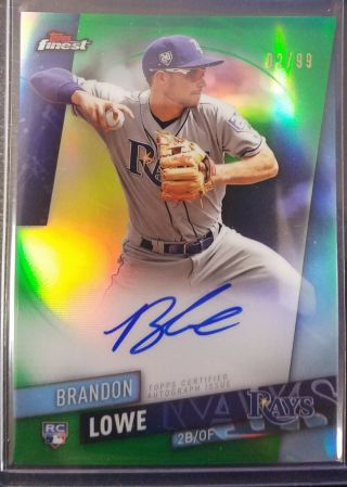 2019 Topps Finest Brandon Lowe Rc Auto Green Refractor 02/99 Rays
