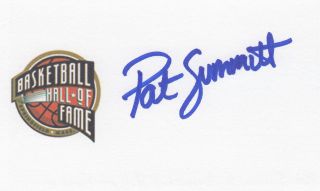 Pat Summitt Signed 3x5 Card Tennessee Lady Vols Hall Of Fame Hof Autographed