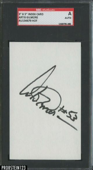 Artis Gilmore Spurs Hof Basketball Signed Index Card Auto Autograph Sgc