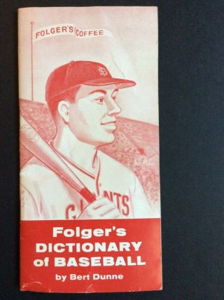 San Francisco Giants Baseball 1958 First Year Folgers Dictionary Of Baseball
