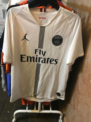 Nike Jordan Paris Saint - Germain Psg Third Jersey Size Large White Mbappe 7