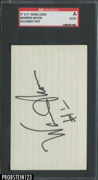 Warren Moon Oilers Hof Signed Index Card Auto Autograph Sgc