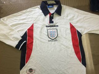 1997 1998 World Cup England Long Sleeve Football Soccer Shirt Jersey Beckham Era