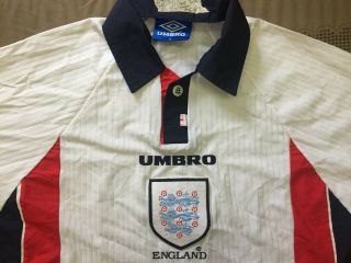 1997 1998 World Cup England Long Sleeve Football Soccer Shirt Jersey Beckham Era 4