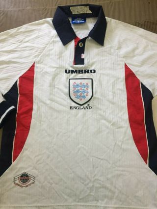 1997 1998 World Cup England Long Sleeve Football Soccer Shirt Jersey Beckham Era 5