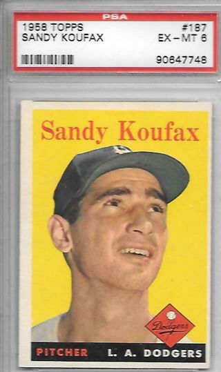 1958 Topps Sandy Koufax Psa Ex - Mt 6