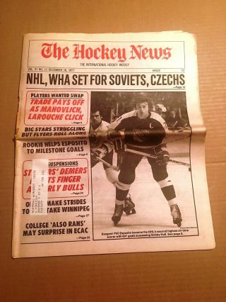 The Hockey News,  Dec 16,  1977,  Vol 31 No 11,  40p: Nhl,  Wha Set For Soviets,  Czec