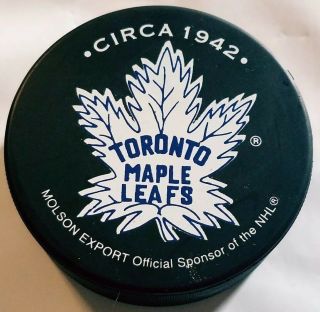 Circa 1942 Viceroy Canada Hockey Puck Toronto Maple Leafs Hof Logo Molson Export