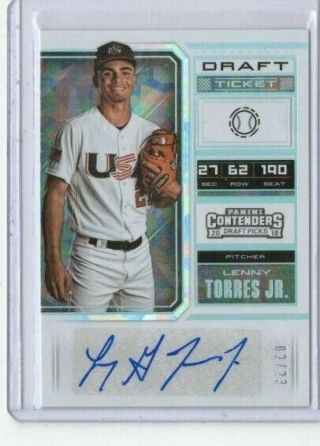 2018 Panini Contenders Usa Draft Pick Cracked Ice Lenny Torres Auto Rc 2/23