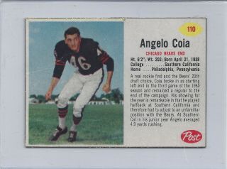 1962 Post Cereal Football 110 Angelo Coia Chicago Bears