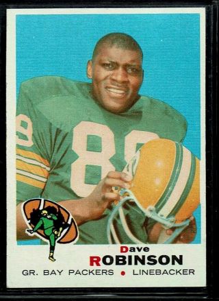 1969 Topps Football Green Bay Packers Dave Robinson Hof Card 190 Nm - Mt Tough