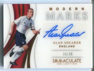 2018 - 19 Ud Immaculate Soccer Alan Shearer Modern Marks Auto 09/35 Jersey Number