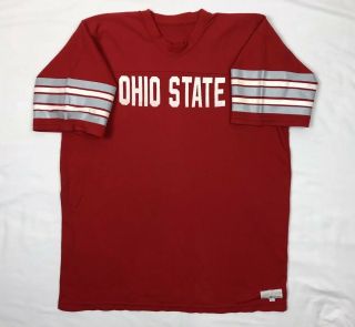 Vtg 70s/80s Sand Knit Ohio State Buckeyes Mens S/s Jersey T - Shirt Sz Large D9
