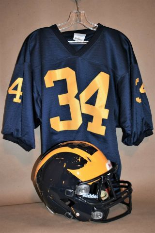 Michigan Wolverines Full Size Football Helmet With Jersey.