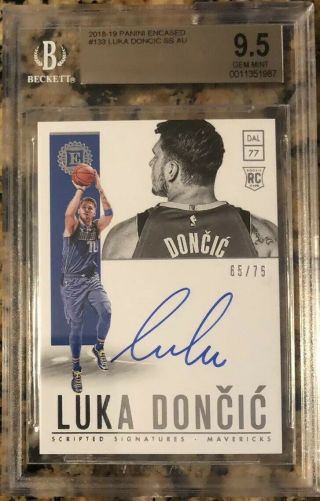 Luka Doncic 2018 - 19 Panini Encased Bgs 9.  5/10 Auto Rookie /75 Rc Scripted Sig.