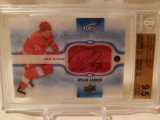Dylan Larkin 2015 - 16 Upper Deck Ice Signature Swatches Auto Bgs 9.  5 Red Wings