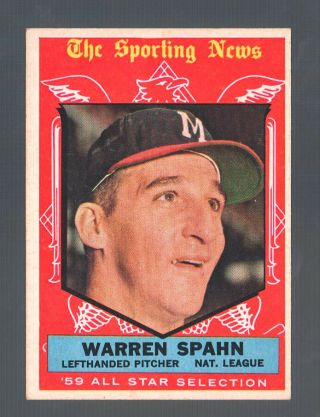 1959 Topps 571 Warren Spahn Sporting News All - Star Ex/mt