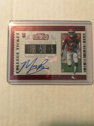 2019 Contenders Draft College Ticket Cracked Ice Auto Rc Marquise Brown /23