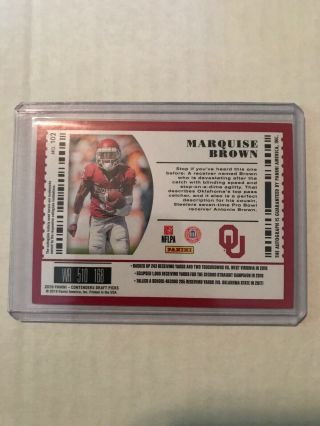 2019 Contenders Draft College Ticket Cracked Ice Auto RC MARQUISE BROWN /23 3