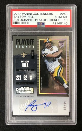 2017 Contenders Taysom Hill Auto Playoff Ticket 8/99 Psa 10 Pop 1/1 Card Jsy