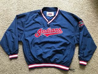 Vintage 90’s Men’s Cleveland Indians Mlb Pullover Sewn Jacket Size Xl