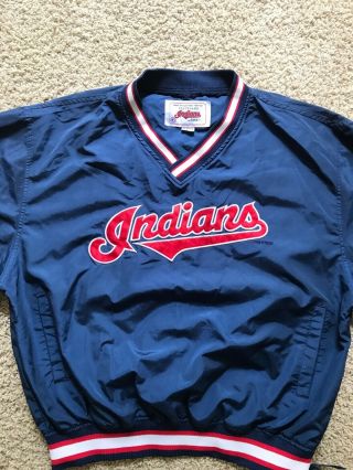 Vintage 90’s Men’s Cleveland Indians MLB Pullover Sewn Jacket Size XL 2