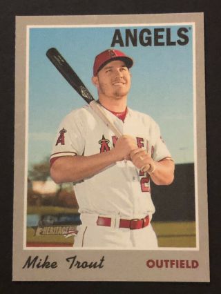 2019 Topps Heritage High Number Mike Trout 1970 Cloth Insert Sp 26
