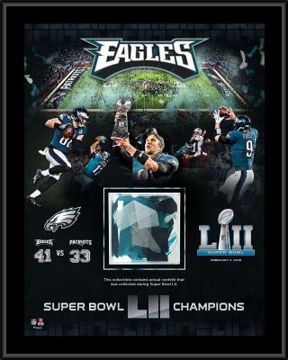 Eagles Bowl Lii Champs 12 " X 15 " Sublimated Plaque With Game - Confetti