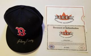 2001 Fleet Red Sox Authentic Johnny Pesky Autographed Baseball Hat With