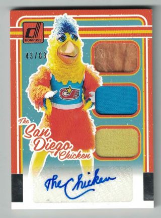 2017 Donruss San Diego Chicken Triple Material Signatures Ted Giannoulas 43/83