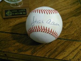 Hank Aaron Hand Signed Autographed Baseball On Official National League Ball