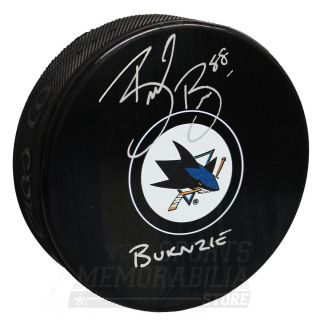 Brent Burns San Jose Sharks Signed Autographed Burnzie Inscribed Hockey Puck
