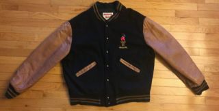Vintage Atlanta 1996 Olympics Leather Wool Jacket Coat American Toons Insulated