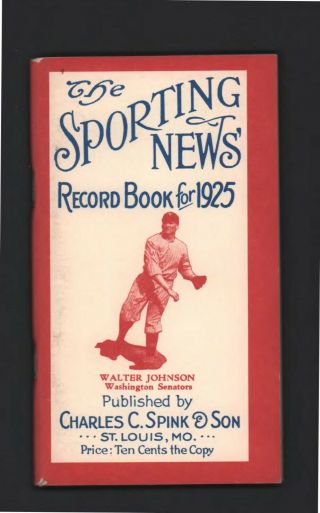 1925 Sporting News Record Book (horton Reprint)