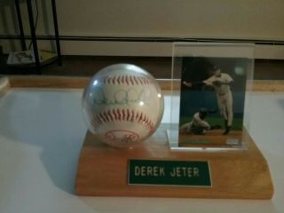 Derek Jeter Signed Yankee Baseball With Ball & Card Case.