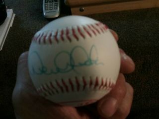 Derek Jeter signed Yankee baseball with ball & card case. 3