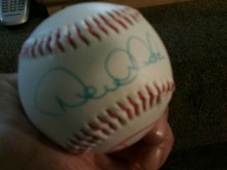 Derek Jeter signed Yankee baseball with ball & card case. 4