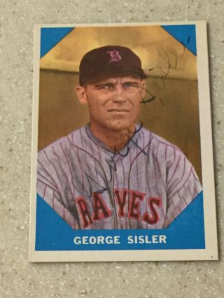 1960 Fleer 13 George Sisler Signed Card Deceased
