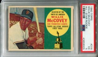 1960 Topps 316 Willie Mccovey Rookie Psa 5 Ex San Francisco Giants